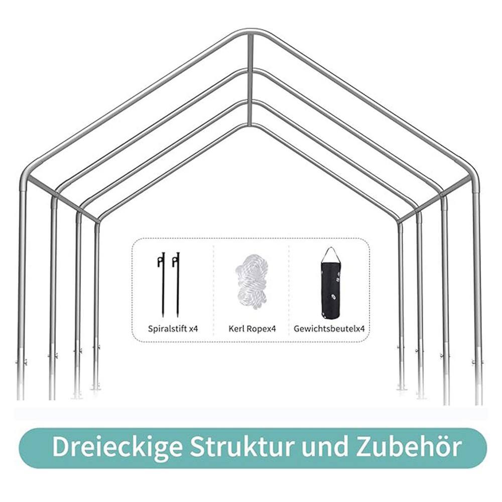 10' x 20' Gray Portable Metal Frame Carport Canopy