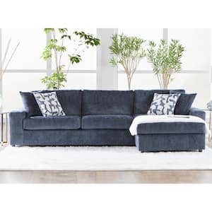 New Classic Furniture Tristan Indigo Blue Polyester RAF Chaise Lounge with 2-Accent Pillows