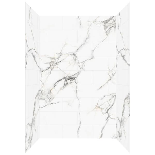 Jetcoat Flex 60 in. W x 96 in. H x 36 in. D 9-Piece Glue Up Composite Alcove Shower Surround in Bianco Marble