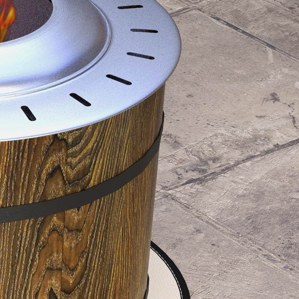 20" Brown Composite Round Smokeless Fire Pit with Fireproof Mat