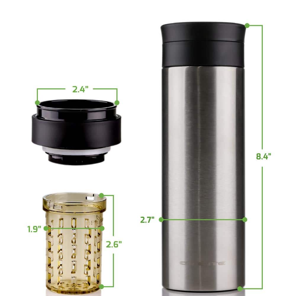 16 oz Silver Stainless Steel Insulated Travel Tumbler with Lid
