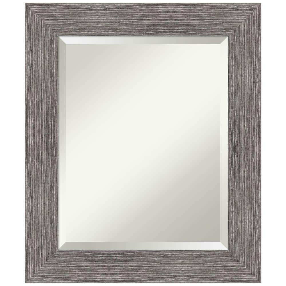 Pinstripe Plank Grey 21.5" x 25.5" Beveled Bathroom Vanity Mirror