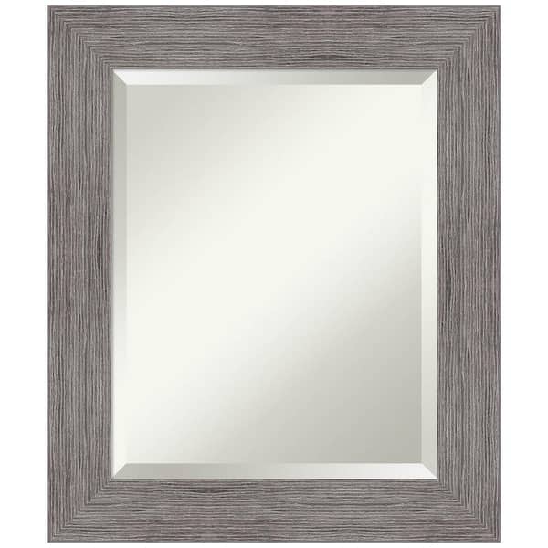 Amanti Art Medium Rectangle Pinstripe Plank Grey Beveled Glass Casual Mirror (25.5 in. H x 21.5 in. W)
