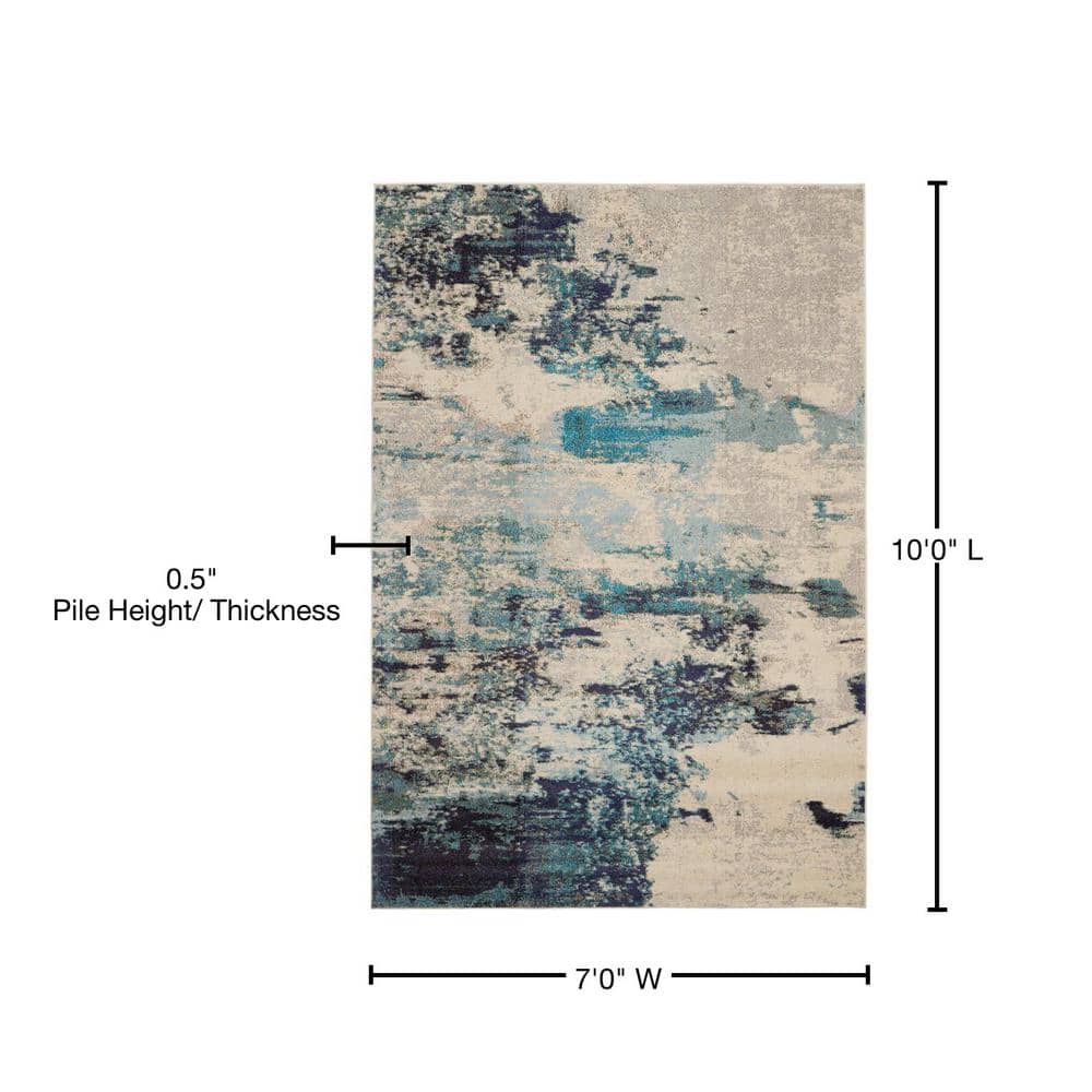 Serene Oceanic Bliss Hand-Knotted Blue Abstract Area Rug