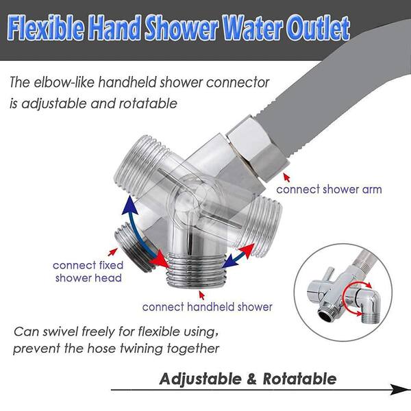 Brass Shower Diverter Valve G1/2 3 Way for Handheld Fixed Spray Shower Head Brass Shower Diverter Valve G1/2 3 Way for Handheld Fixed Spray Shower Head