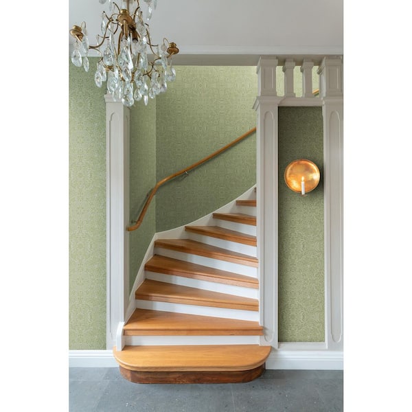 Green Ceiling Intricate Floral Wallpaper