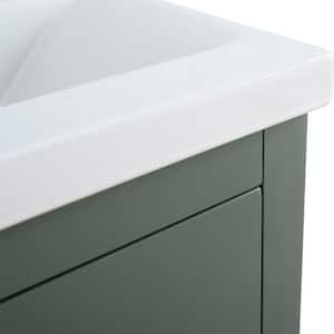 24 in. W x 18.5 in D x 34 in. H Single Sink Bathroom Vanity Cabinet in Vintage Green with Ceramic Top