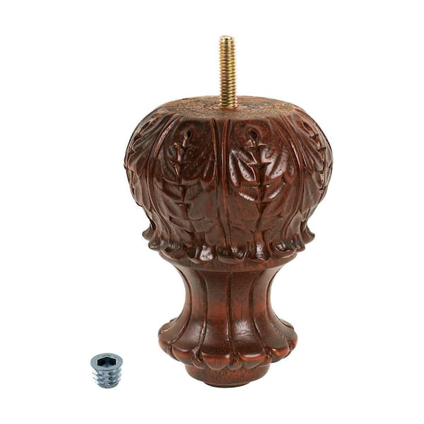 American Pro Decor 4-3/4 in. x 3-1/2 in. Stained Cherry Solid Hardwood Round Sofa Leg