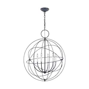 Bayberry 31.875 in. W x 38.75 in. H 6-Light Weathered Galvanized Large Sphere Pendant Light, No Bulbs Included