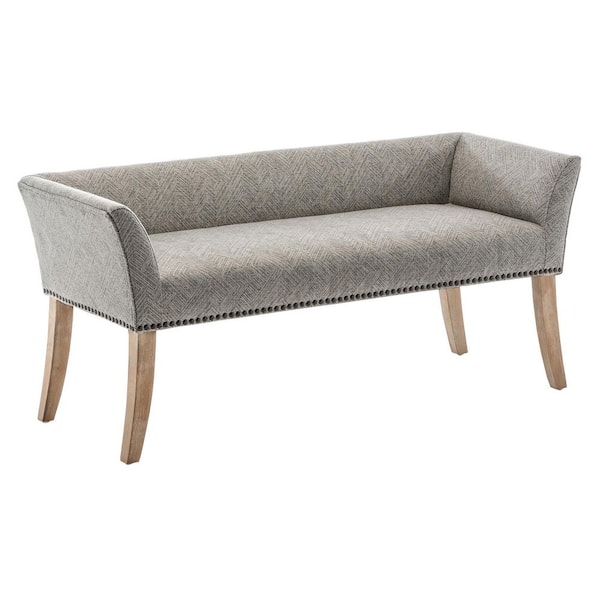 Convenience Concepts Designs4Comfort Gabriella Jacquard Geometric Maze/Weathered White Bench Ottoman 23 in. H X 19.5 in. W X 49.5 in. D
