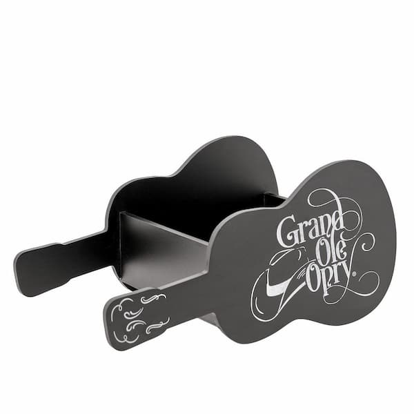American Art Decor Grand Ole Opry Guitar Shaped Wooded Storage Crate - Black MDF Decorative Basket 16" x 8"