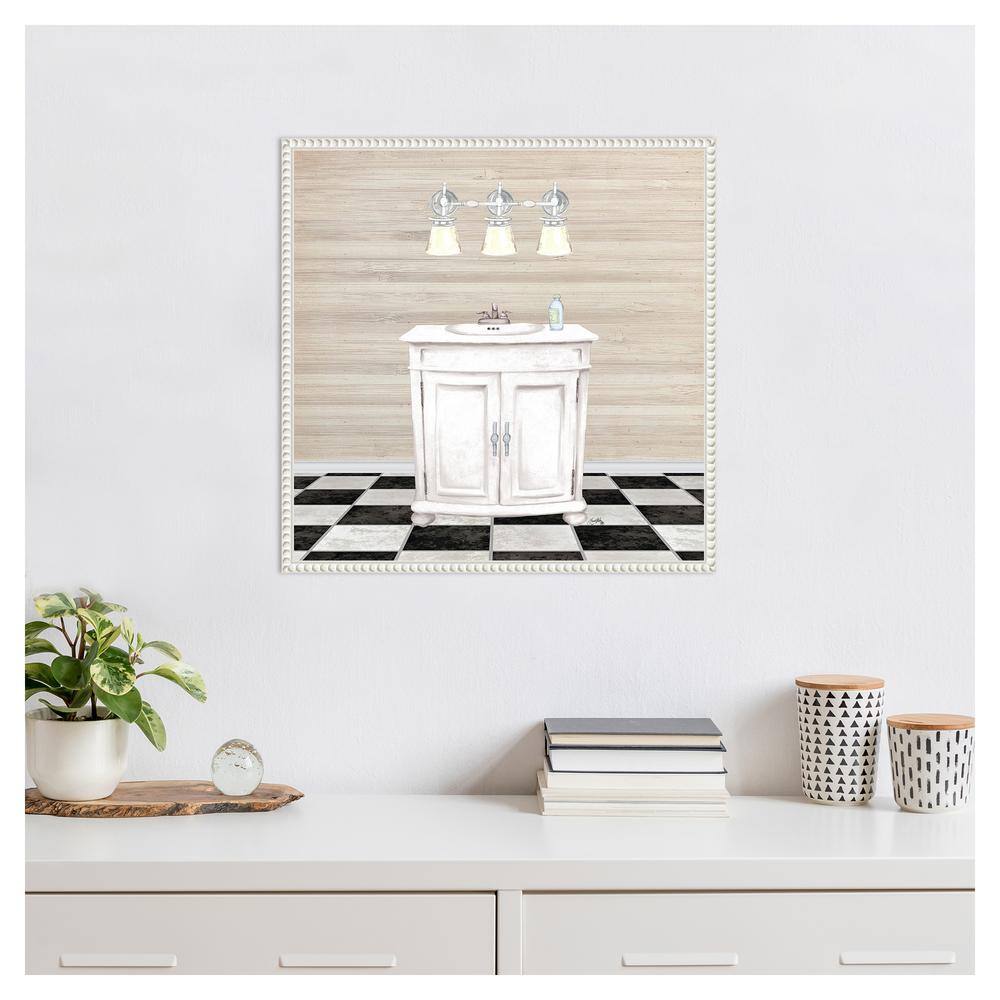 Elizabeth Medley White Canvas Bathroom Quote Art with Floater Frame