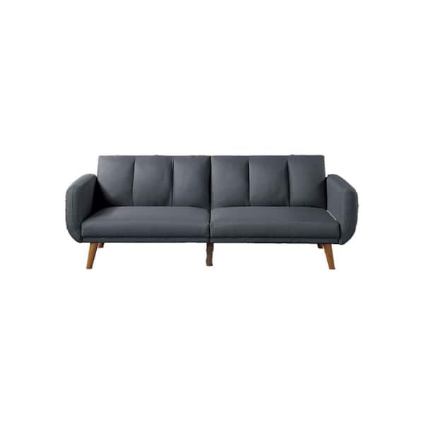 Donason 81 in. W Square Arm Polyfiber 3-Seat Straight Convertible Bed Sofa in Grey