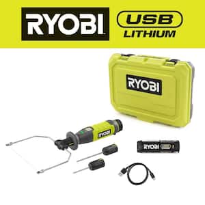 Power Cutter and Knife Bundle with Ryobi Cordless Cutter, Quick Change  Knife and Buho Tool Bag Bundle - for Cardboard, Plastic, Carpet, and Rubber  - with USB Lithium Battery 