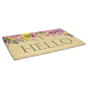 Blossoming Floral Hello Multi-Colored 30 in. x 48 in. Indoor or Outdoor Doormat