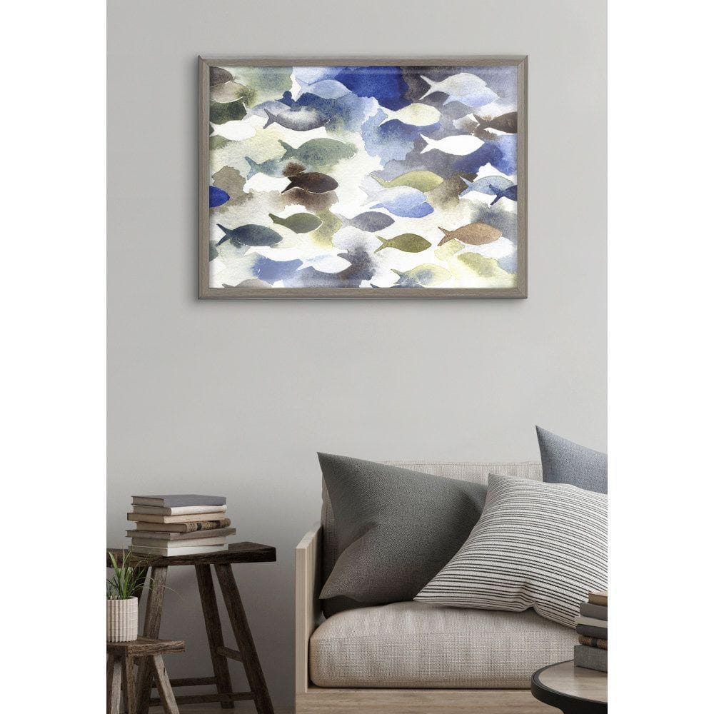 Gray Framed Marine Life Printed Glass Wall Art, 18x24