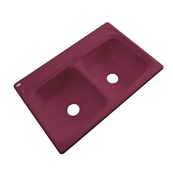 Thermocast Chesapeake Drop-In Acrylic 33 in. Double Basin Kitchen Sink in Loganberry