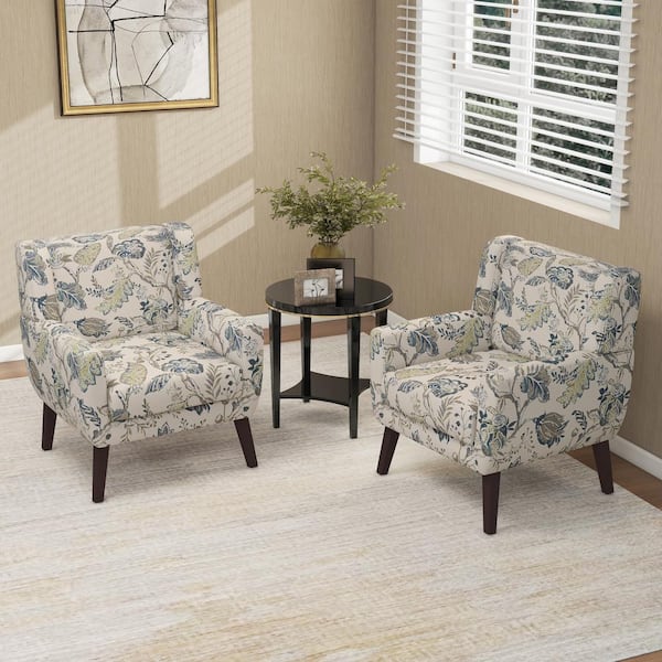 Uixe Mid-Century Modern Multicolor Leaf Pattern Linen Accent