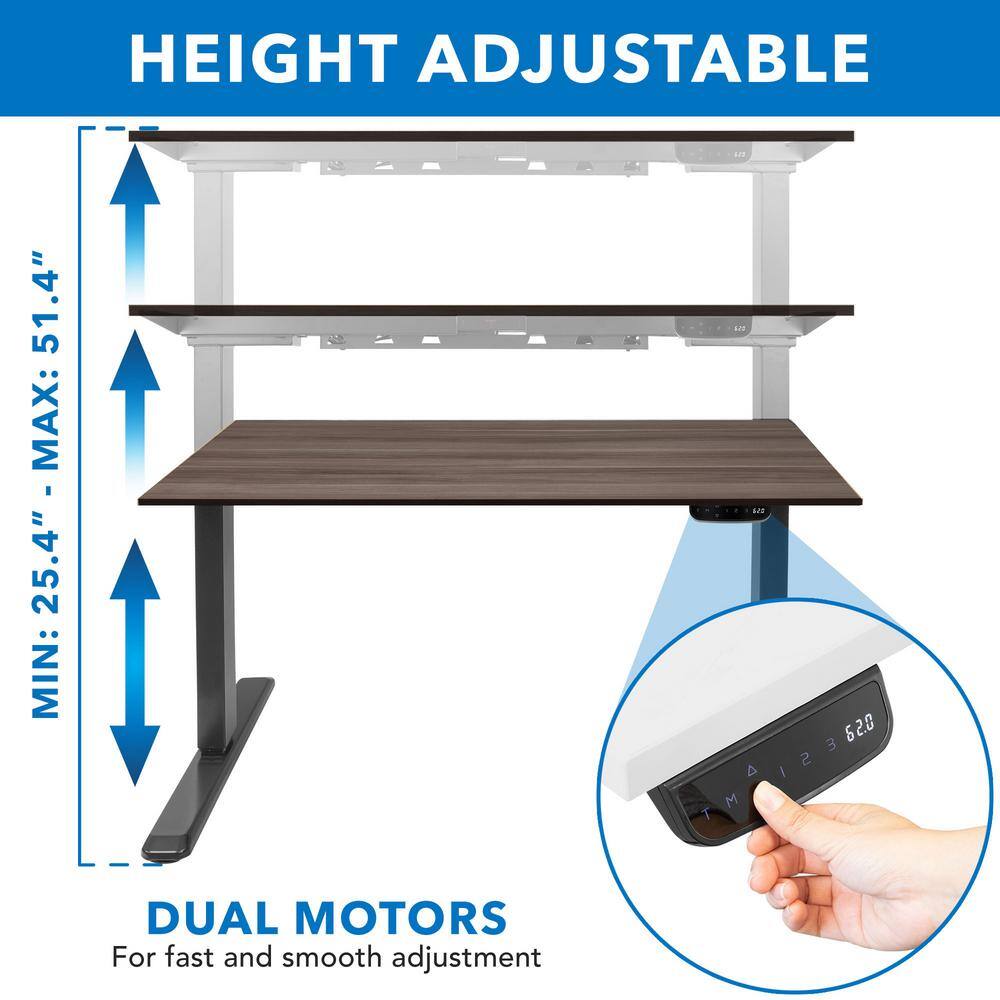 Adrift Brown Adjustable Height Sit-Standing Desk with Black Base