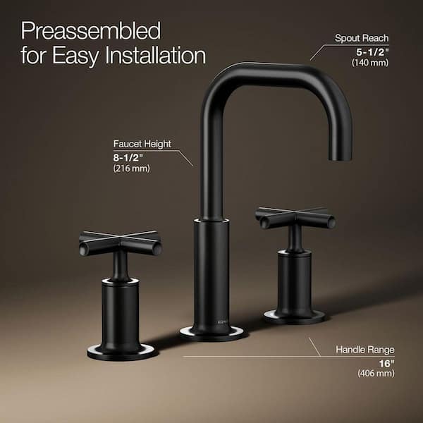 KOHLER Purist 8 in. Widespread 2-Handle Bathroom Faucet with Low