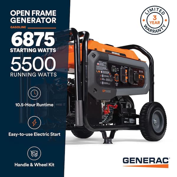 6875 / 5500-Watt Electric Switch Gasoline Powered Portable Generator with COSense-GP5500E