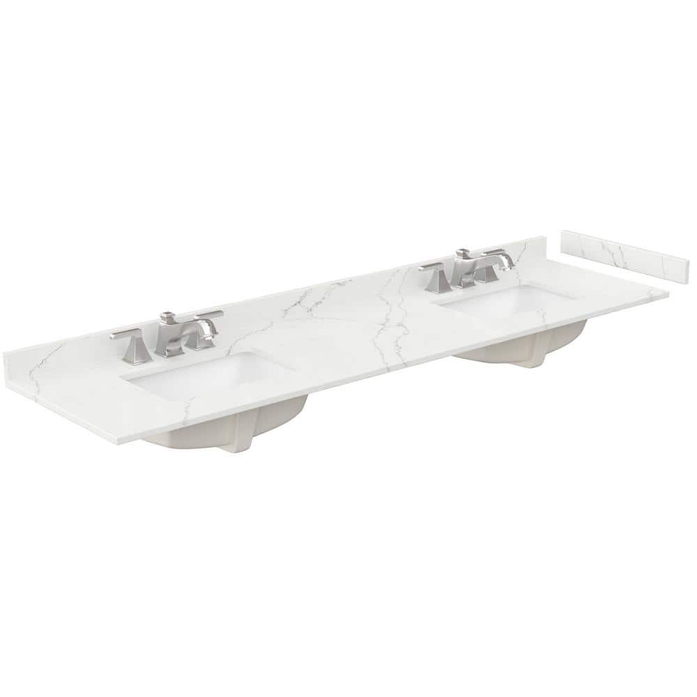80 in. W x 22 in. D Quartz White Rectangular Double Sink Bathroom Vanity Top in Giotto price history on PriceWatchPro