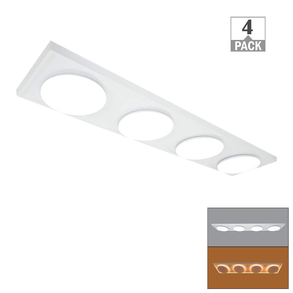 46 in. x 10 in. LED Closet Light Flush Mount with 4 Round Light Heads and N