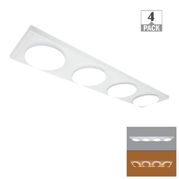 Commercial Electric 46 in. x 10 in. LED Closet Light Flush Mount with 4 Round Light Heads and Night Light 4200LM 50W Adjustable CCT 4-Pack