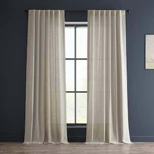 Malted Cream Beige Heavy Faux Linen Light Filtering Curtain - 50 in. W x 120 in. L (1 Panel)
