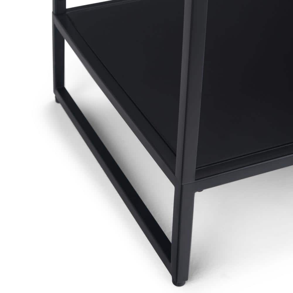 Garner Black Metal Tray Top Console Table with Storage