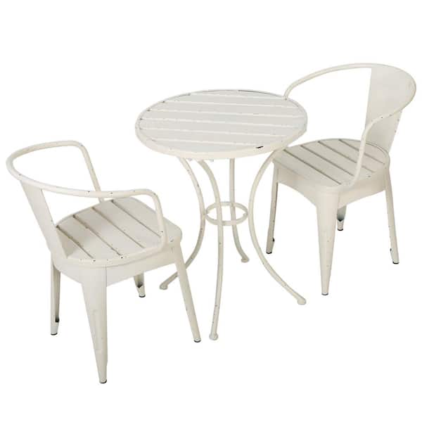 Unbranded White 3-Pieces Metal Outdoor Bistro Set