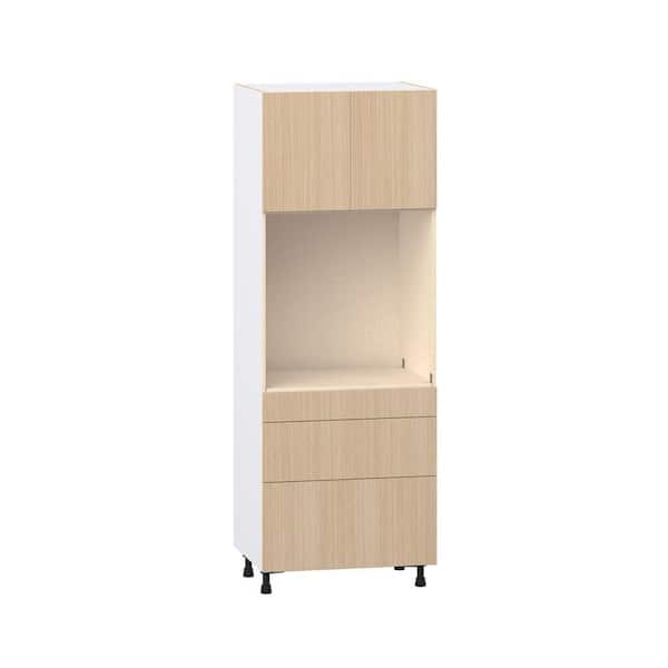 J COLLECTION Timberline 30 in. W x 24.5 in. D x 84.5 in. H Assembled Shaker Single Oven Kitchen Cabinet in Mojavi Oak with 3 Drawers