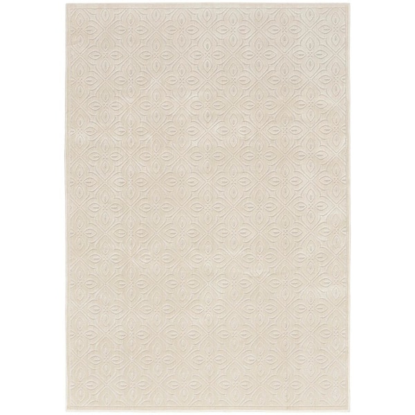 Washable Charm Ivory 6 ft. x 9 ft. All-Over design Contemporary Area Rug