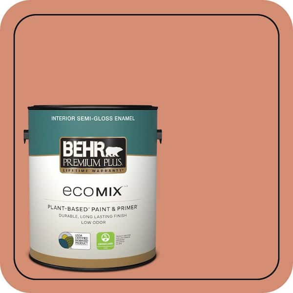 1 gal. #220D-5 Nectarina Semi-Gloss Enamel EcoMix Plant-Based Interior Paint & Primer