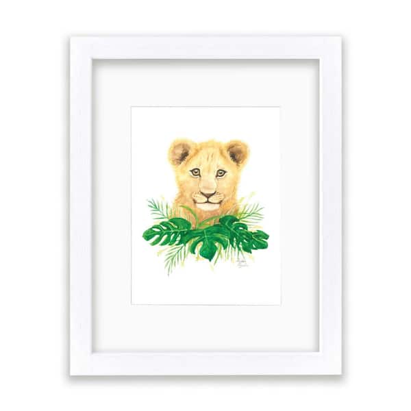 Unbranded Safari Littles "Lion" by Alyssa Lewis Individual White Framed with Mat Animal Art Print 24 in. x 18 in.