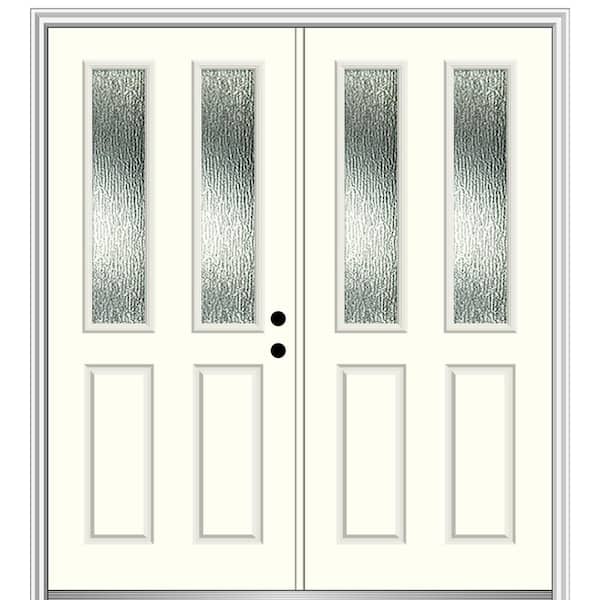 MMI Door 72 in. x 80 in. Left-Hand/Inswing Rain Glass Alabaster Fiberglass Prehung Front Door on 6-9/16 in. Frame