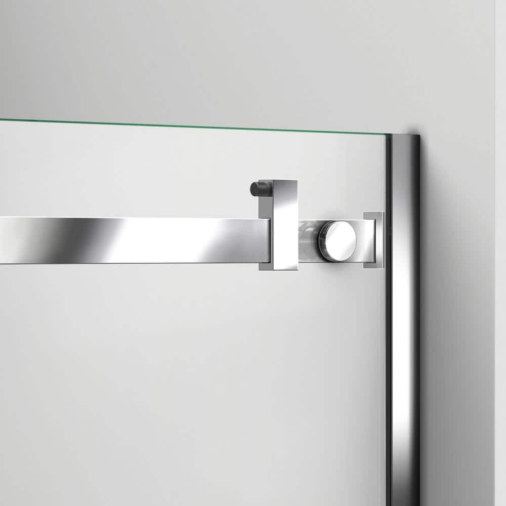 Polished Stainless Steel Frameless Sliding Shower Door with Clear Glass
