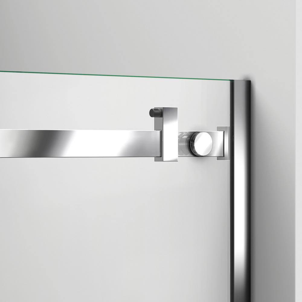 Polished Stainless Steel Frameless Sliding Shower Door with Clear Tempered Glass