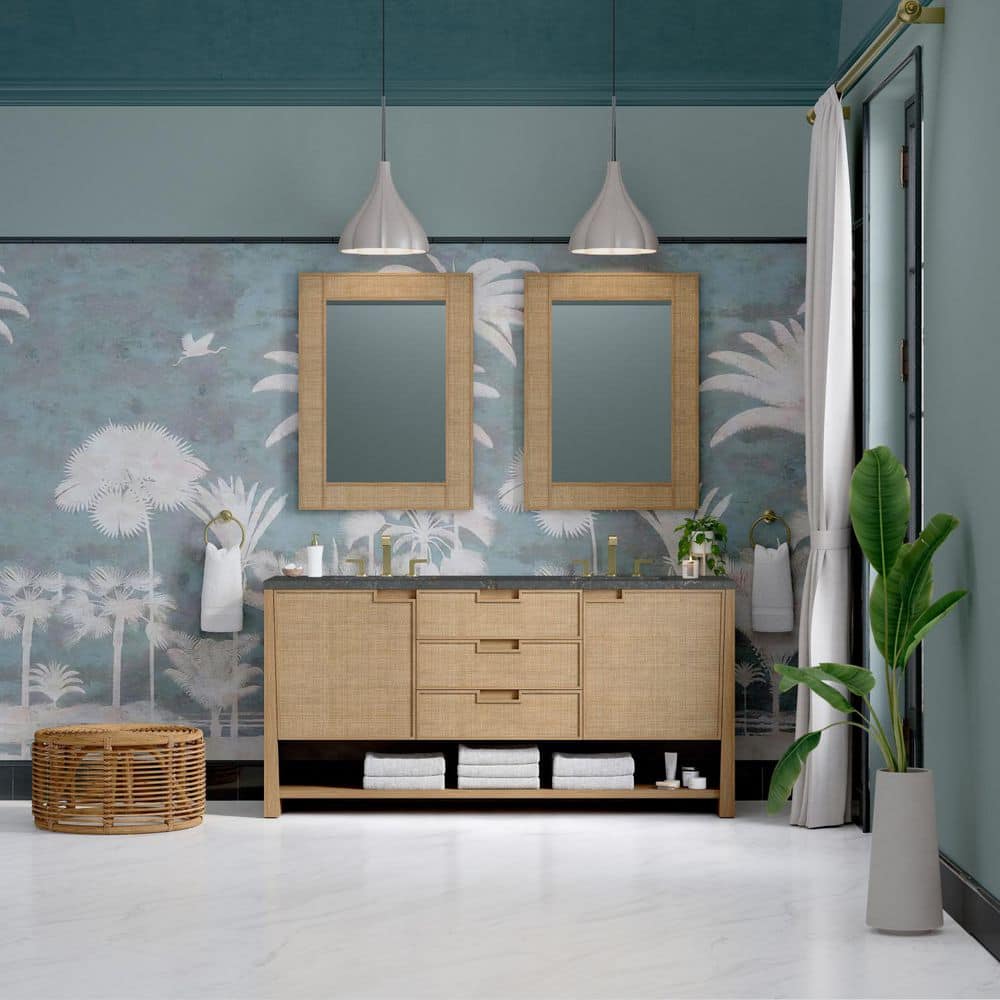 Solene 72.0 in. Double Bath Vanity in Seaside Oak with Parisien Bleu Wireless Charging Silestone Quartz Top price history on PriceWatchPro