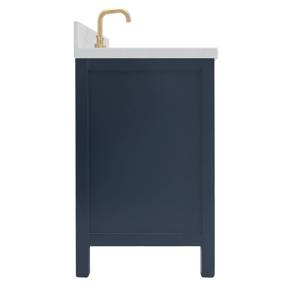 Midnight Blue Single Sink Vanity with Carrara Quartz Top