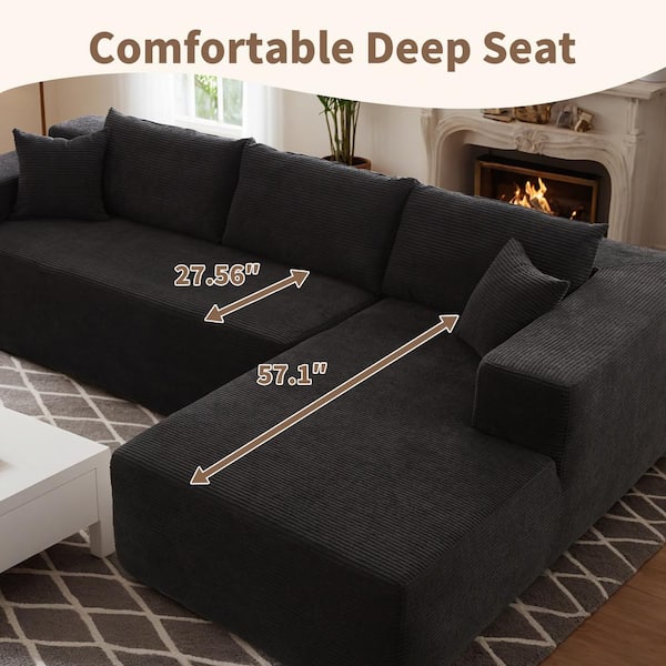 Allwex Verve 106 in. Wide Square Arm 2-Piece Modern Corduroy