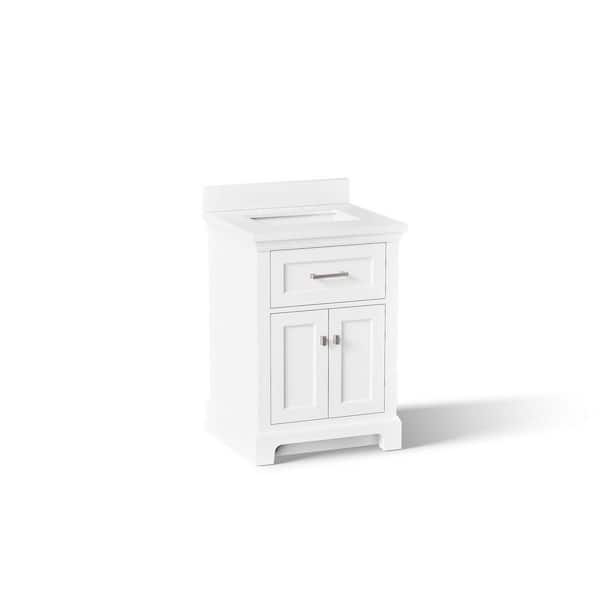 Charlemont 25in. Single Sink Freestanding White Bath Vanity with White Quartz Top Assembled
