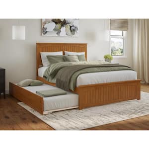 Nantucket Light Toffee Natural Bronze Solid Wood Frame Queen Platform Bed with Matching Footboard and Twin XL Trundle