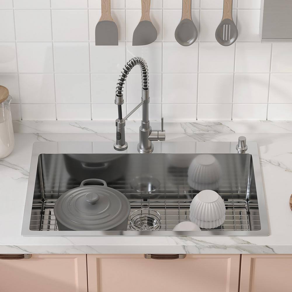 33'' Stainless Steel Single Bowl Top Mount Kitchen Sink