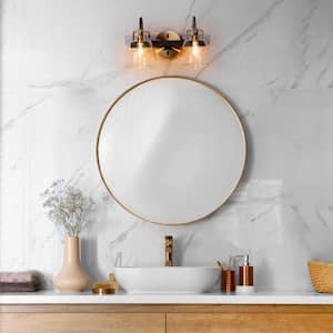 Modern Bathroom Vanity Light, 2-Light Gold and Black Wall Sconce with Clear Glass Shades