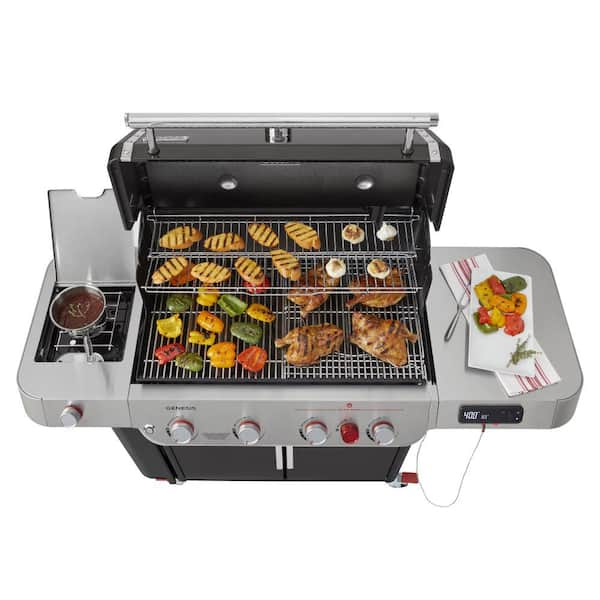 Genesis E-435 4-Burner Liquid Propane Gas Grill in Black with Side Burner