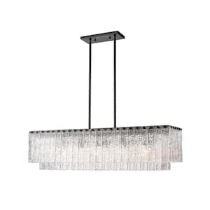 Glacier 5-Light Matte Black Island Chandelier with Clear Glass Shade