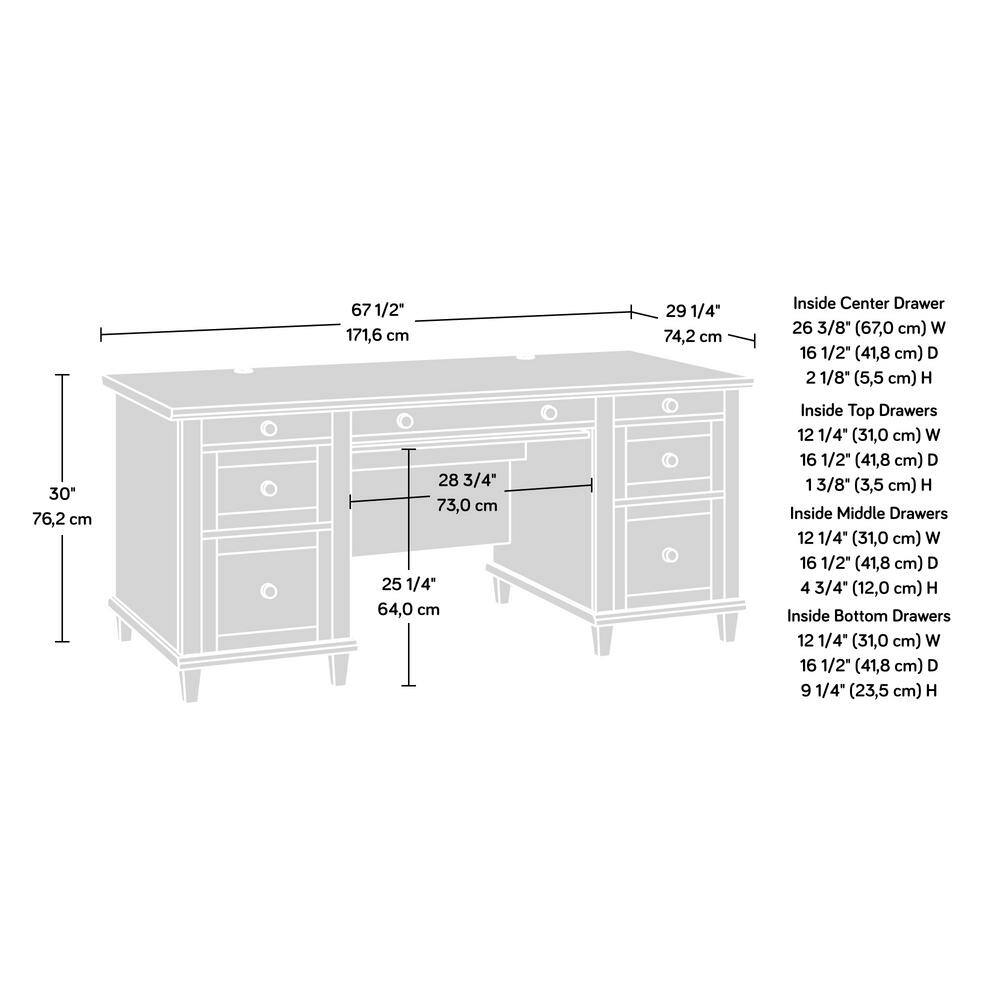 Chalk Oak Executive Desk with Drawers and Keyboard Tray