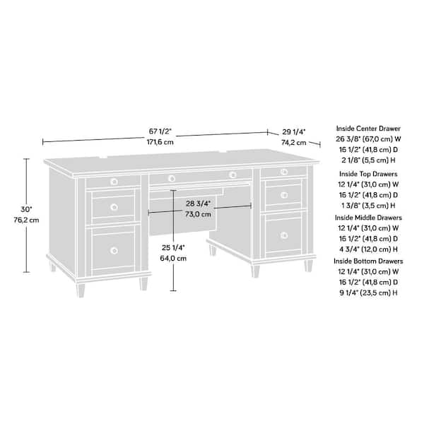 Buy Hammond 67.559 in. Chalk Oak Engineered Wood 6-Drawer Executive ...