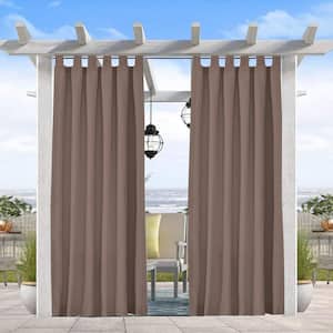 50" x 84" Indoor/Outdoor Thermal Insulated Solid Tab Top Single Curtains Drape for Patio, Taupe Grey
